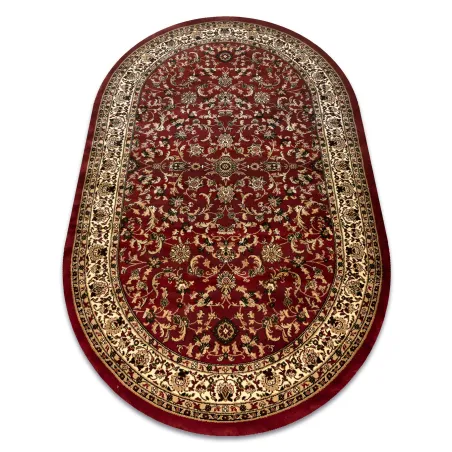 ROYAL ADR oval rug in burgundy, classic carpet for living room