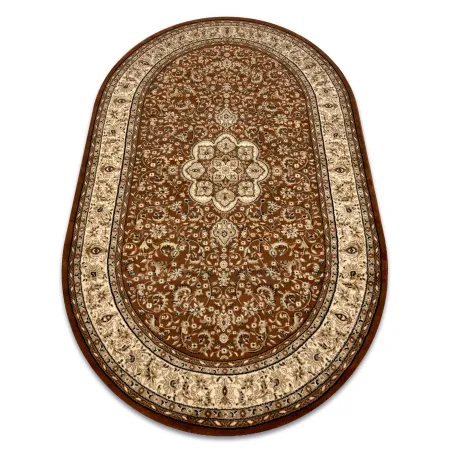ROYAL ADR oval rug in brown, classic design for living spaces