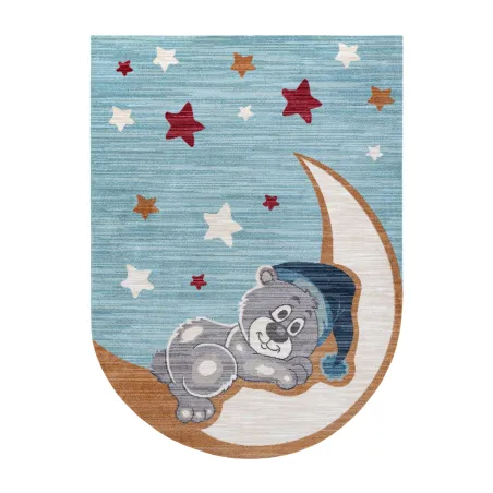 TOYS 75322 Kids Bear Rug in modern navy and turquoise design, irregular shape