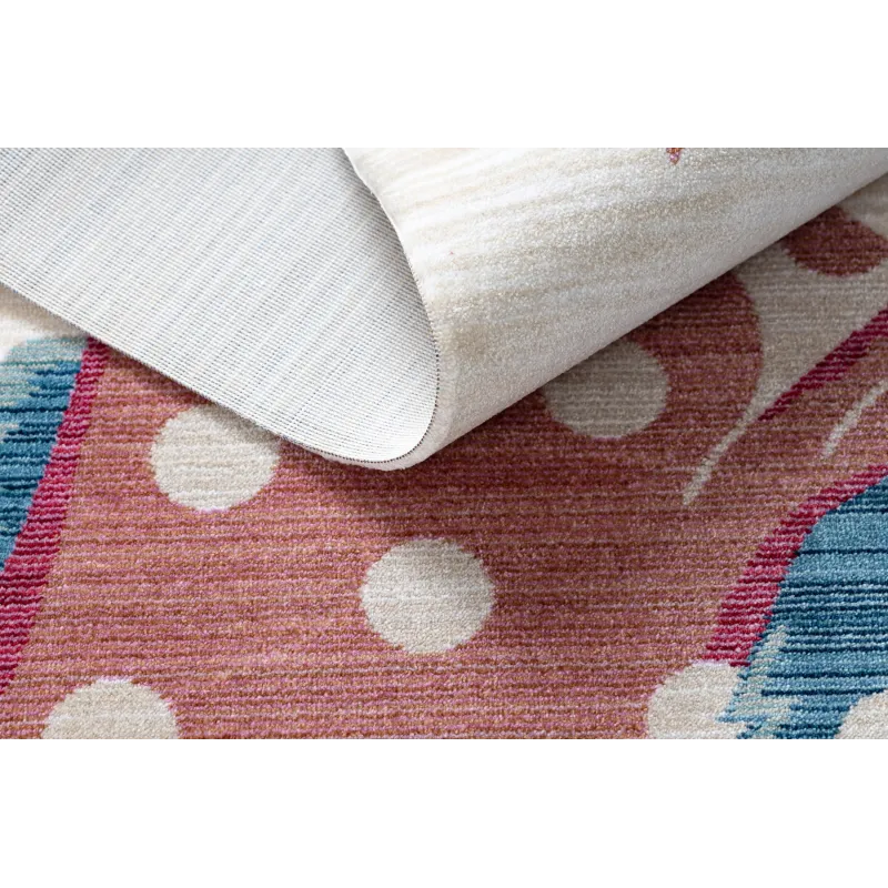 Soft children's rug, cream and red, suitable for living room or child's room