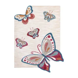 Children's Butterfly Rug TOYS 75326 Cream