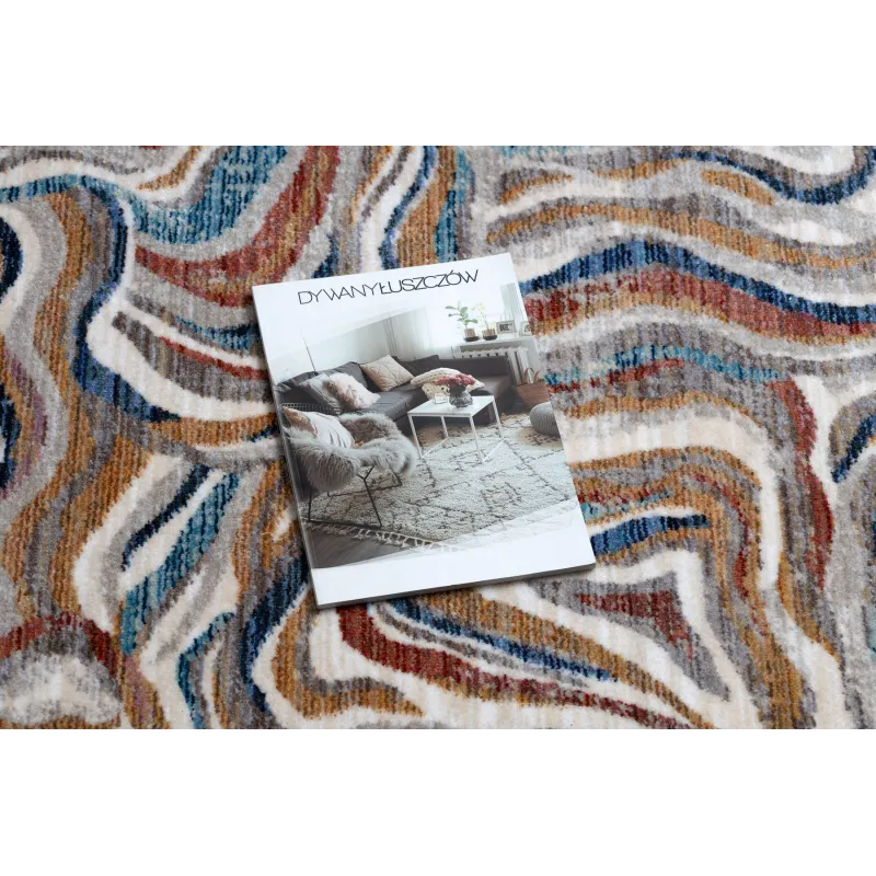 Stylish TINE 75312A rug in terracotta color, modern and unique