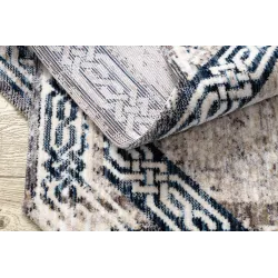 Living room vintage rug in grey and navy, perfect for interiors