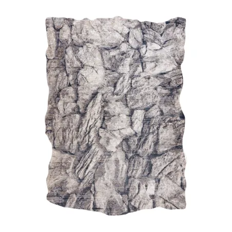 TINE 75417A Stone Rug in cream and grey, modern irregular shaped carpet