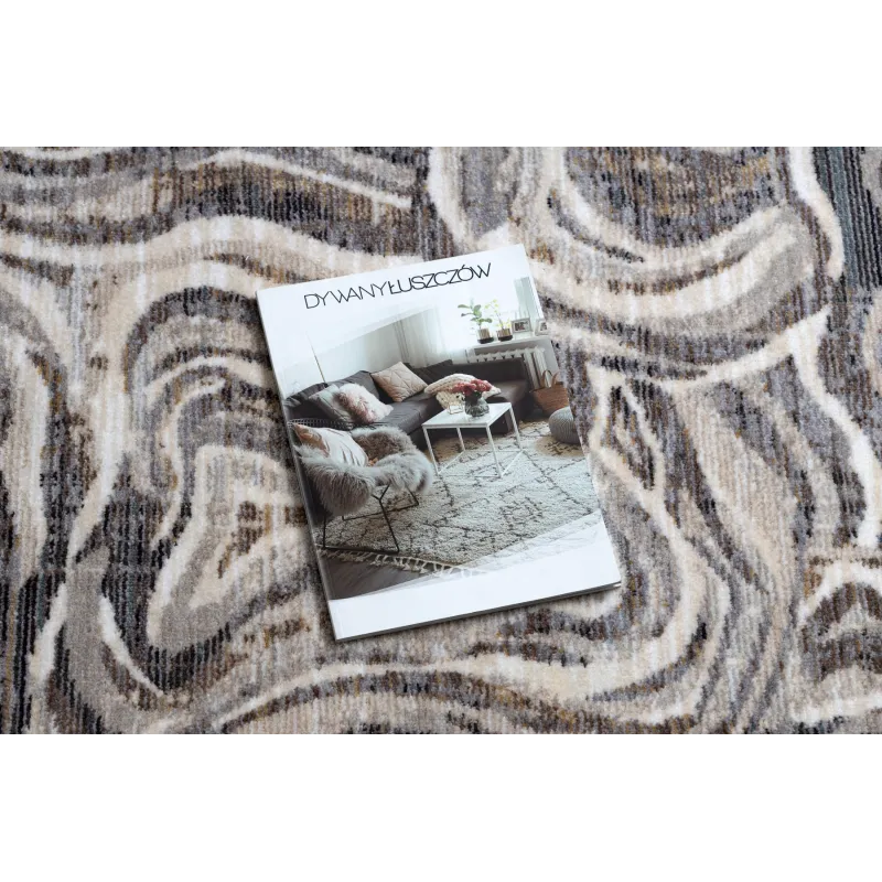 Stylish cream and grey rug, perfect for contemporary living spaces