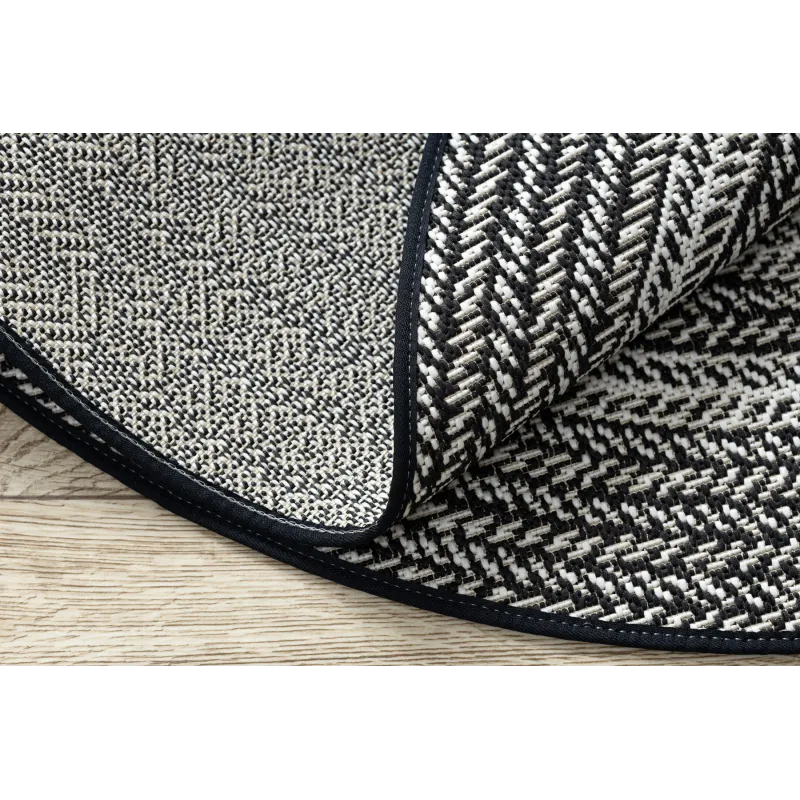 Round Sisal Rope Rug FLAT 120cm Black Boho