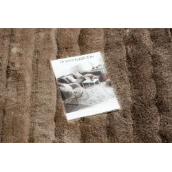 Stylish FLIM 007-B3 shaggy rug with brown stripes, great for living rooms