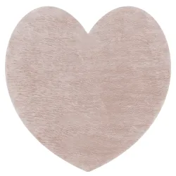 SHAPE 3105 Heart Shaggy Rug - Dirty Rose Plush, Non-Slip, Washable