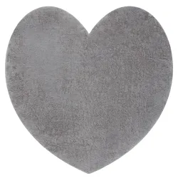 SHAPE 3105 Heart Shaggy Rug - Gray Plush, Non-Slip, Washable