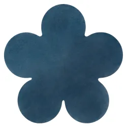 SHAPE 3106 Flower Shaggy Rug - navy blue plush, non-slip, washable