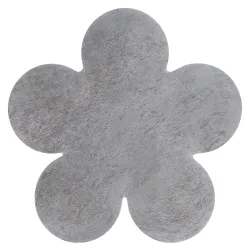 SHAPE 3106 Flower Shaggy Rug - gray plush, non-slip, washable