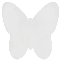 SHAPE 3150 Butterfly Shaggy Rug - Ivory Plush, Non-Slip, Washable