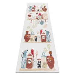 Washable Rug ANDRE 1299 Dishes, for Kitchen, Anti-Slip - Beige