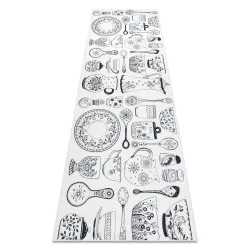 Washable Rug ANDRE 1318 Ceramics, for Kitchen, Anti-Slip - Beige