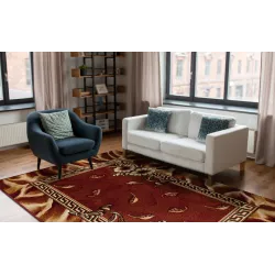 Morad TRIO Leaves & Flowers Rug Burgundy