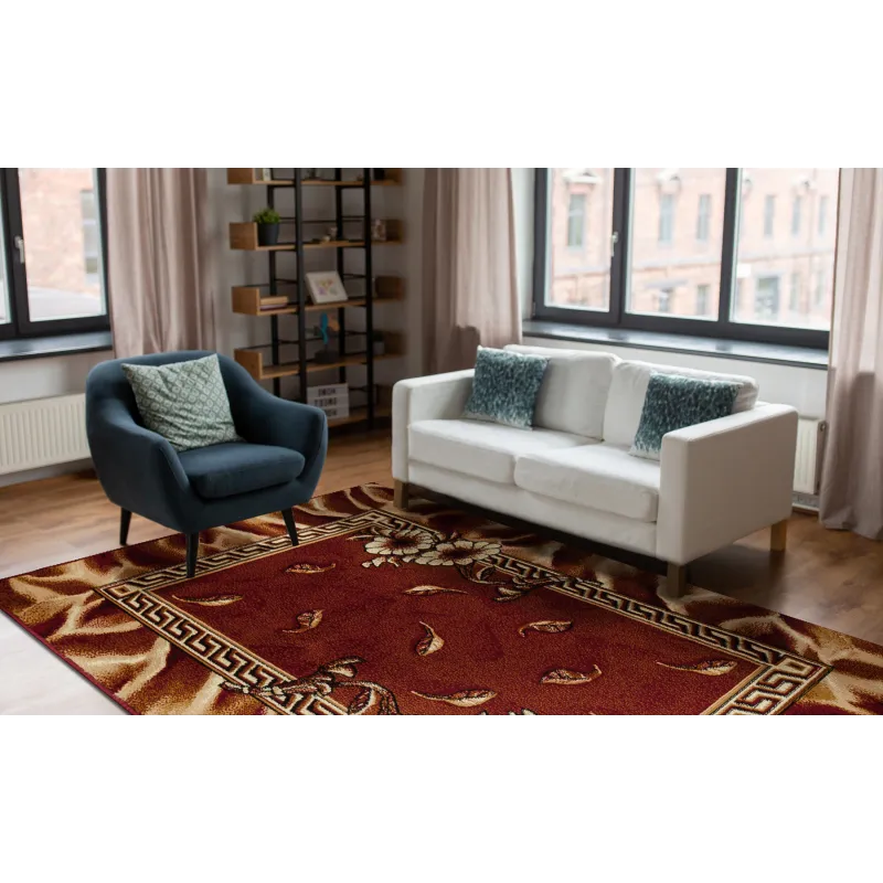 Morad TRIO Leaves & Flowers Rug Burgundy