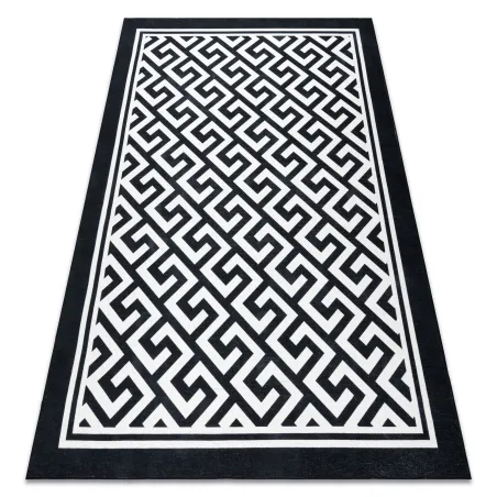 ANTIKA 122 Modern Greek Washable Rug in ivory and grey tones