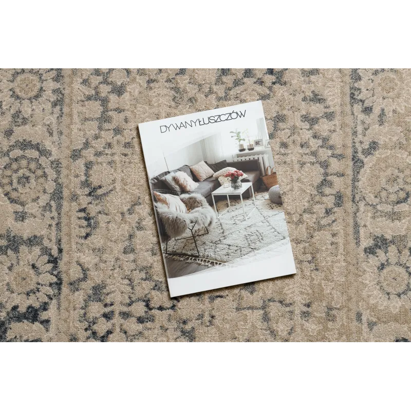 NAIN Wool Rug Frame Ornament Beige Navy