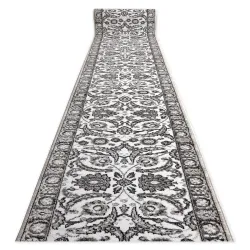 Runner MATEO 8037/944 Classic frame, flowers - structural gray / beige