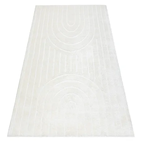 Modern geometric rug in cream color, perfect for contemporary living spaces