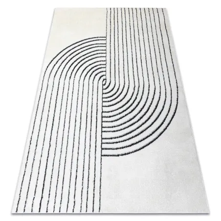 Modern geometric rug in cream and black, stylish design, modern carpets