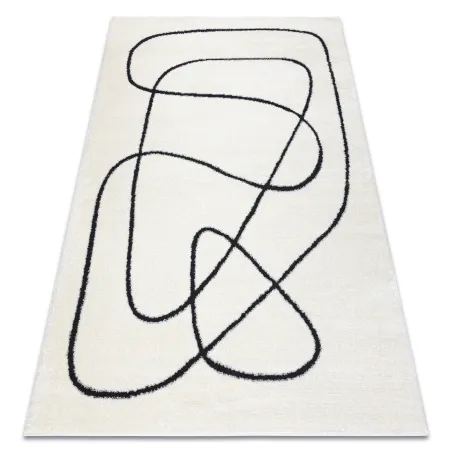 Abstract cream and black rug, modern design for stylish interiors