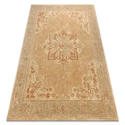 Rug LEGEND 468 03 GB700 wool OSTA - Rosette, frame exclusive beige / red