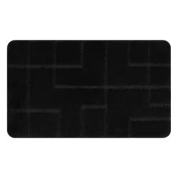 SUPREME LINES lines bathroom rug, non-slip, soft - black