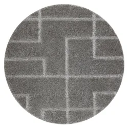 SUPREME bathroom rug circle LINES lines, non-slip, soft - gray