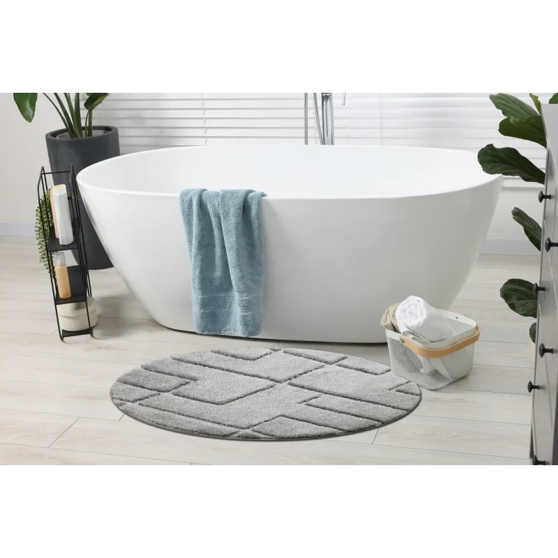SUPREME LINES Round Bathroom Rug Grey