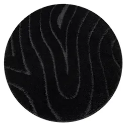 SUPREME bathroom rug round WAVES waves, anti-slip, soft - black