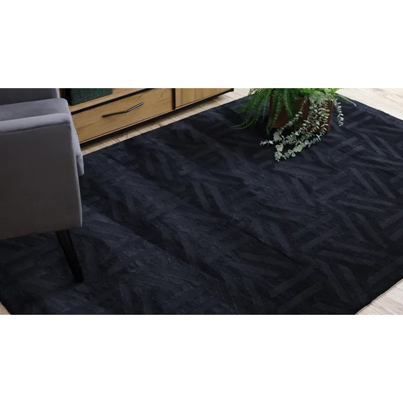 Black rug PEARL 51326E in elegant style, geometric design