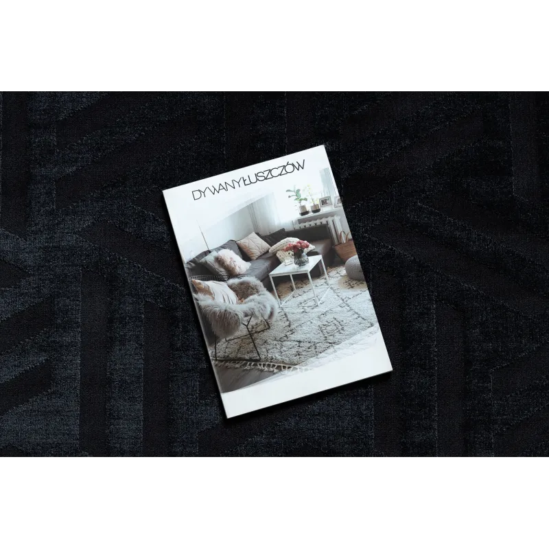 Structured black rug PEARL 51326E, luxurious material for interiors