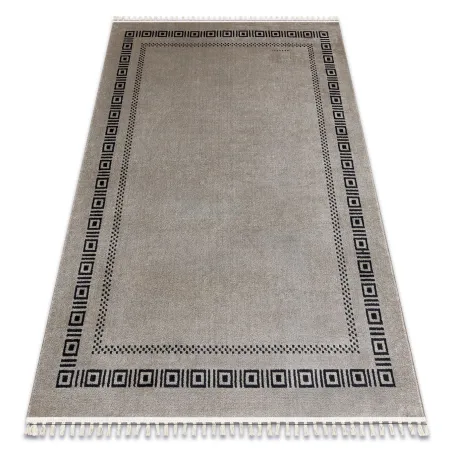 AMOUR 53098A beige patterned rug with black accents, modern and elegant