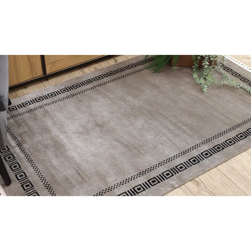 Stylish AMOUR 53098A beige and black rug, perfect for modern interiors