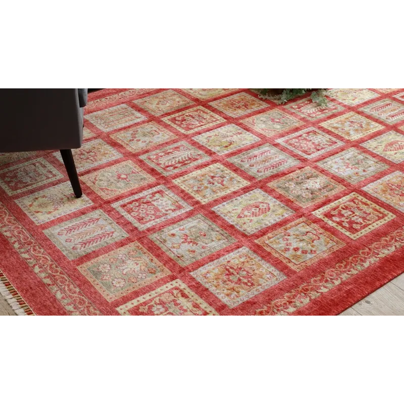 Stylish HERIZ A0985A rug in bordeaux color, perfect for classic interiors
