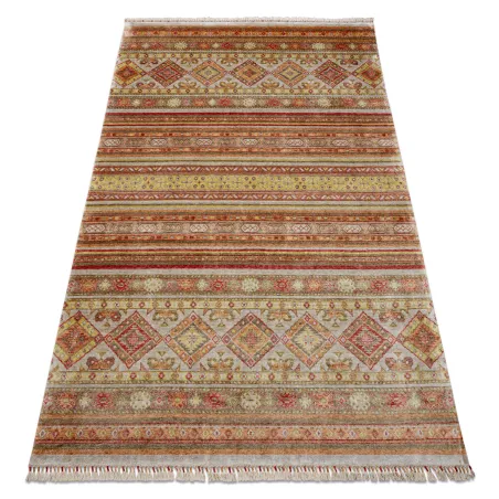 HERIZ A0986B Oriental rug in beige and burgundy, made of bamboo fiber, exclusive design
