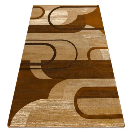 ROYAL HE405 geometric rug in brown and cream, classic design for elegant interiors