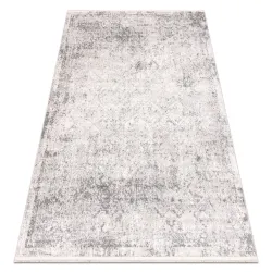 Modern grey diamond rug with fringes - classic style, geometric design