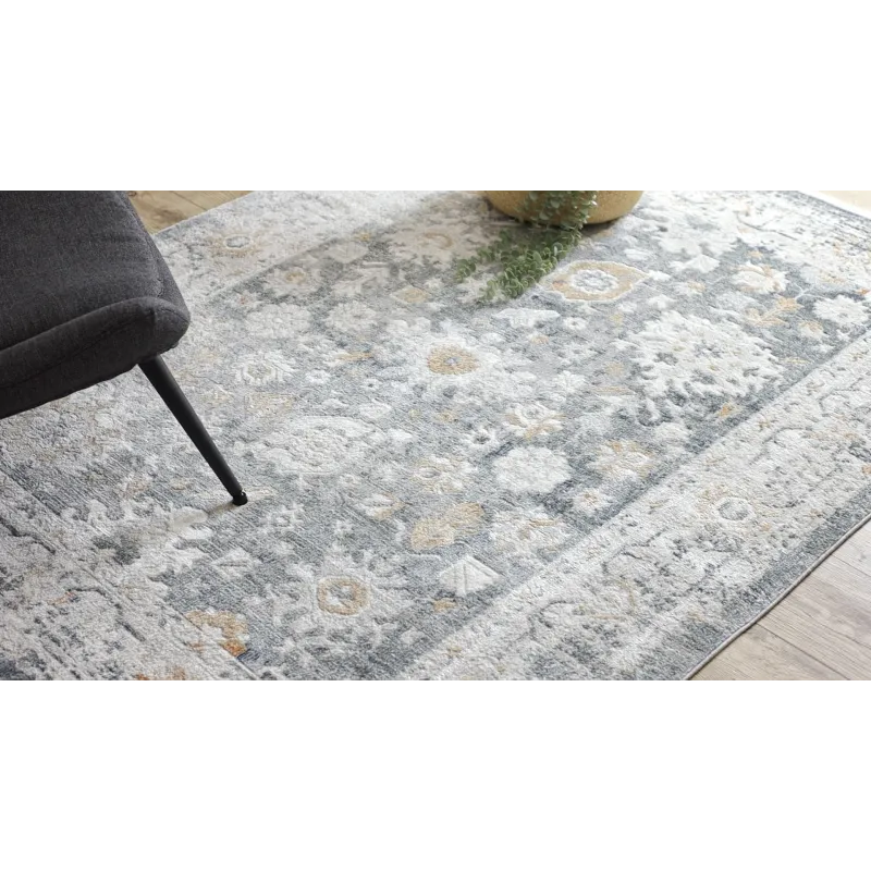 Stylish grey and white patterned rug, perfect for the living room