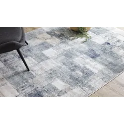 Blue vintage style rug, ideal for contemporary interiors