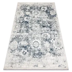 Modern navy blue rug with fringes, classic style, DISTIN 0822A