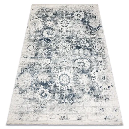 Modern navy blue rug with fringes, classic style, DISTIN 0822A