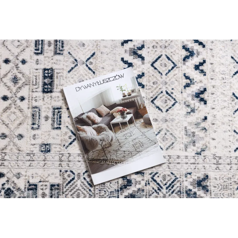 Rug with modern pattern, soft texture, classic Boho carpet