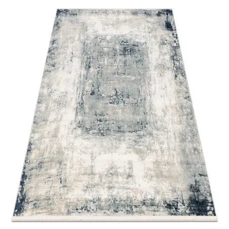 DISTIN 0845A Blue and White Modern Rug - classic geometric design with fringes
