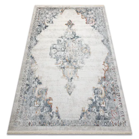 Modern rug DISTIN 0826A in white, blue, and light green, classic design