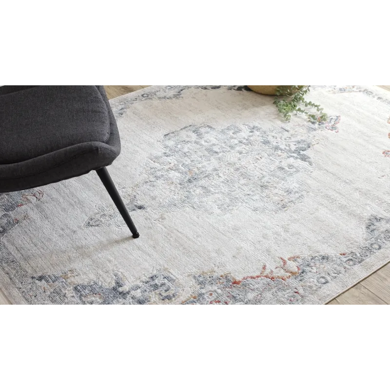 DISTIN 0826A rug featuring white, blue, and light green patterns, modern style