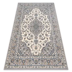NAIN Ornament wool rug, frame 7335/51635 beige / blue