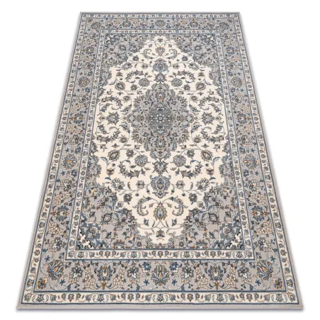 NAIN Ornament Frame Wool Rug Beige/Blue