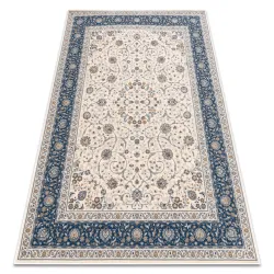 NAIN Ornament wool rug, frame 7179/51613 beige / blue